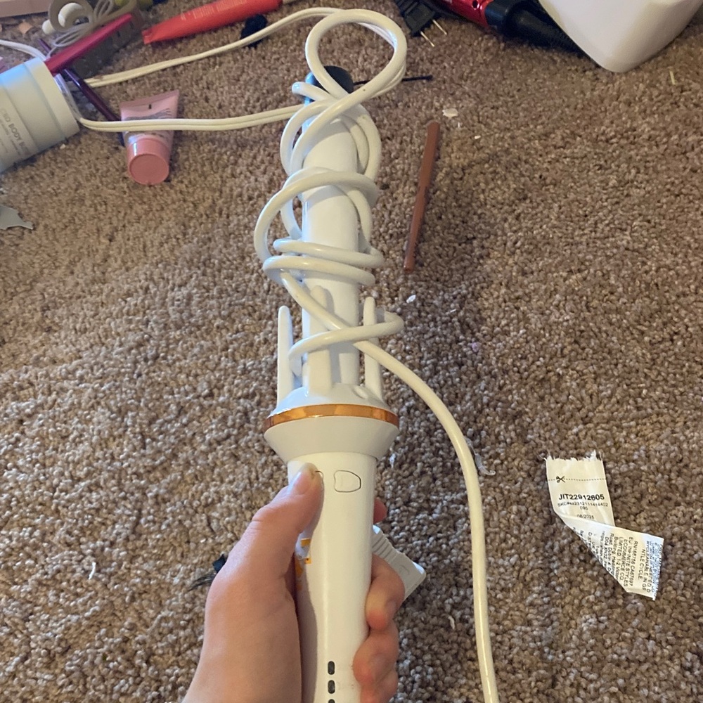 White Curling Iron with Orange Accents
